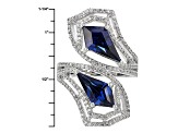 Blue Lab Created Sapphire And White Cubic Zirconia Rhodium Over Sterling Ring 6.83ctw