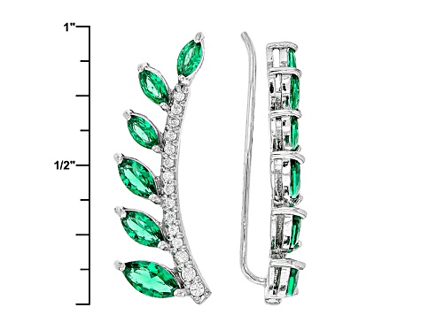 Green Nanocrystal & White Cubic Zirconia Rhodium Over Sterling Climber Earrings 1.31ctw