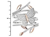 White Cubic Zirconia Rhodium & 18k Rose Gold Over Sterling Silver Ring 1.08ctw