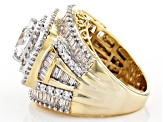 White Cubic Zirconia 18K Yellow Gold Over Sterling Silver Ring 9.60ctw