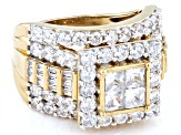White Cubic Zirconia 18k Yellow Gold Over Sterling Silver Ring 5.33ctw