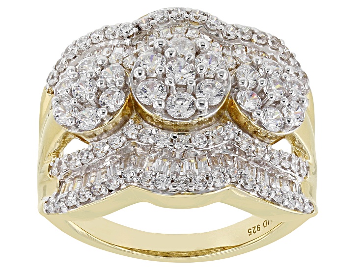 White Cubic Zirconia 18k Yellow Gold Over Sterling Silver Ring 