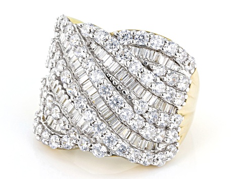 White Cubic Zirconia 18k Yellow Gold Over Sterling Silver Ring 6.00ctw