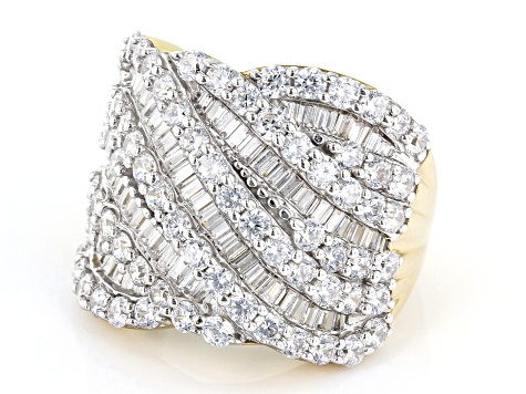 White Cubic Zirconia 18k Yellow Gold Over Sterling Silver