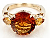 Orange Madeira Citrine Spinfire™ Cut 10k Yellow Gold Ring 5.57ctw