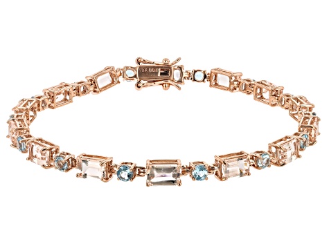 Pink Morganite 10k Rose Gold Tennis Bracelet 6.42ctw