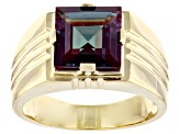 Blue Lab Created Alexandrite 10k Yellow Gold Men's Ring 5.50ct