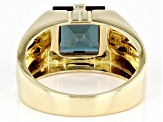 Blue Lab Created Alexandrite 10k Yellow Gold Men's Ring 5.50ct