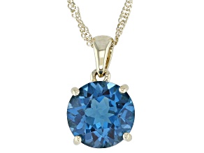 London Blue Topaz 10k Yellow Gold Pendant With Chain 2.00ct