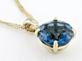 London Blue Topaz 10k Yellow Gold Pendant With Chain 2.00ct