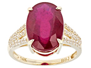 Red Mahaleo(R) Ruby 14k Yellow Gold Ring 8.74ctw