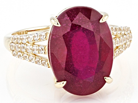 Red Mahaleo(R) Ruby 14k Yellow Gold Ring 8.74ctw