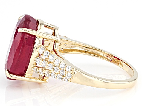 Red Mahaleo(R) Ruby 14k Yellow Gold Ring 8.74ctw