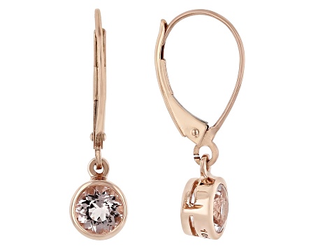 Peach Cor-de-Rosa Morganite 10k Rose Gold Solitaire Earrings 0.73ctw