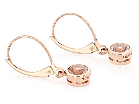 Peach Cor-de-Rosa Morganite 10k Rose Gold Solitaire Earrings 0.73ctw