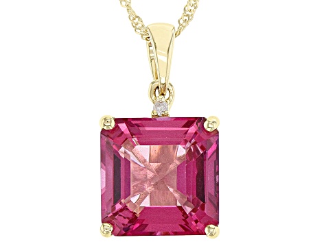 Pink Topaz 10k Yellow Gold Pendant With Chain 5.54ctw