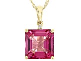 Pink Topaz 10k Yellow Gold Pendant With Chain 5.54ctw