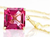 Pink Topaz 10k Yellow Gold Pendant With Chain 5.54ctw