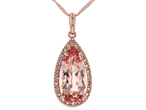 Peach Morganite 10k Rose Gold Pendant with Chain 5.71ctw