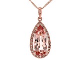 Peach Morganite 10k Rose Gold Pendant with Chain 5.71ctw