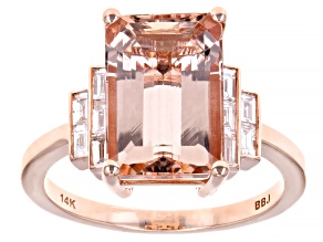 Peach Cor-de-Rosa Morganite™ 14k Rose Gold Ring 4.57ctw