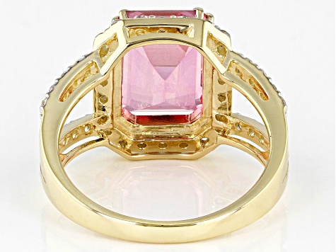 Pink Topaz 10k Yellow Gold Ring 4.04ctw