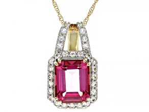 Pink Topaz 10k Yellow Gold Pendant With Chain 3.93ctw