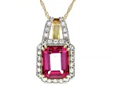 Pink Topaz 10k Yellow Gold Pendant With Chain 3.93ctw