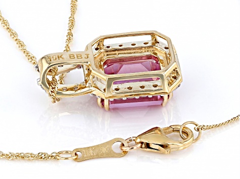 Pink Topaz 10k Yellow Gold Pendant With Chain 3.93ctw