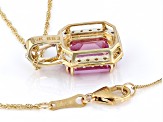 Pink Topaz 10k Yellow Gold Pendant With Chain 3.93ctw