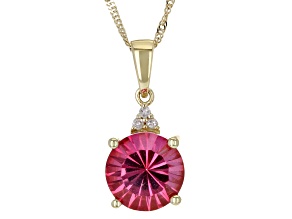 Pink Topaz 10k Yellow Gold Pendant With Chain 2.83ctw