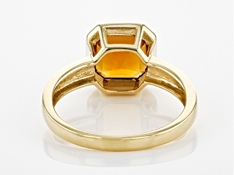 Orange Madeira Citrine 10k Yellow Gold Solitaire Ring 2.15ct