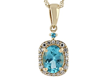 Picture of Blue Apatite 10k Yellow Gold Pendant With Chain 1.23ctw