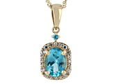 Blue Apatite 10k Yellow Gold Pendant With Chain 1.23ctw