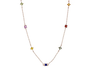 Multicolor Sapphire 10k Rose Gold Station Necklace 0.77ctw