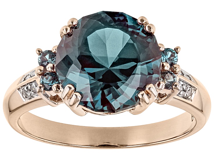 Blue Lab Created Alexandrite 10k Rose Gold Ring 4.16ctw - BKG060 | JTV