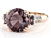 Blue Lab Created Alexandrite 10k Rose Gold Ring 4.16ctw