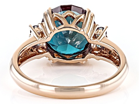 Blue Lab Created Alexandrite 10k Rose Gold Ring 4.16ctw