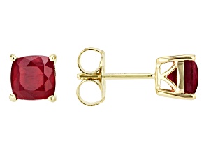 Red Mahaleo® Ruby 10k Yellow Gold Stud Earrings 2.40ctw