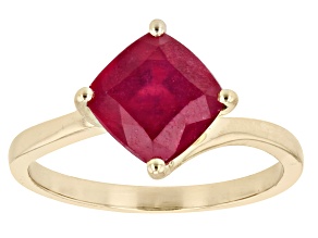 Red Mahaleo® Ruby 10k Yellow Gold Solitaire Ring 2.88ct