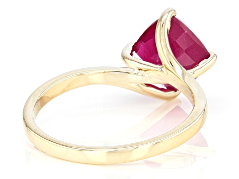 Red Mahaleo® Ruby 10k Yellow Gold Solitaire Ring 2.88ct