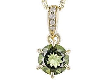Picture of Green Moldavite 10k Yellow Gold Pendant With Chain 0.58ctw