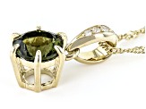 Green Moldavite 10k Yellow Gold Pendant With Chain 0.58ctw