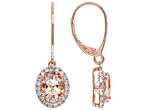 Peach Morganite 18k Rose Gold Dangle Earrings 2.12ctw