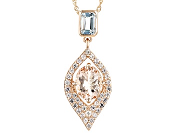 Picture of Peach Morganite 14k Rose Gold Pendant With Chain 2.47ctw