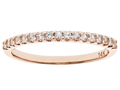 White Sapphire 14k Rose Gold Band Ring 0.26ctw