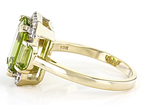 Green Peridot 10k Yellow Gold Ring 3.36ctw