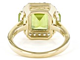 Green Peridot 10k Yellow Gold Ring 3.36ctw