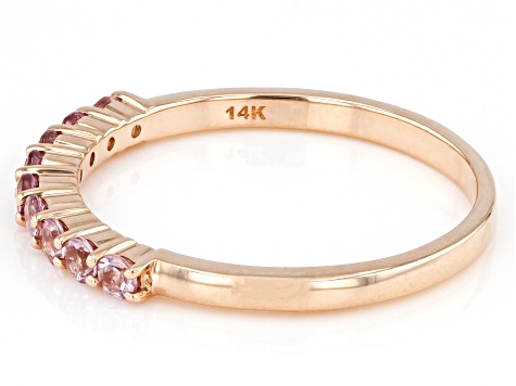 Pink Color Shift Garnet 14k Rose Gold Band Ring 0.38ctw