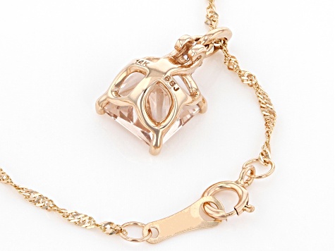 Peach Morganite 14k Rose Gold Pendant With Chain 1.24ctw